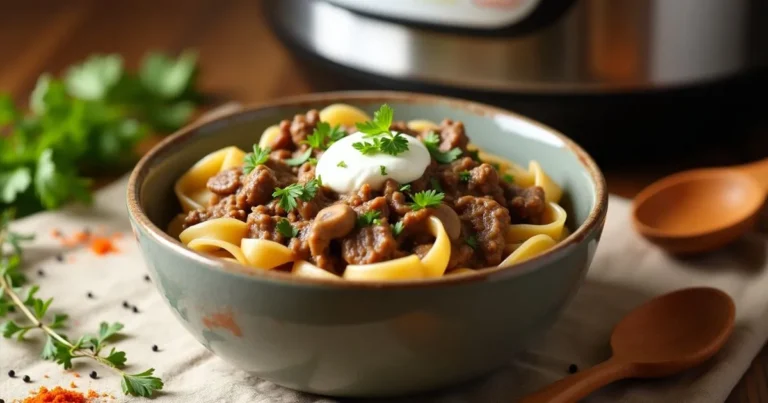 instant pot ground beef stroganoff